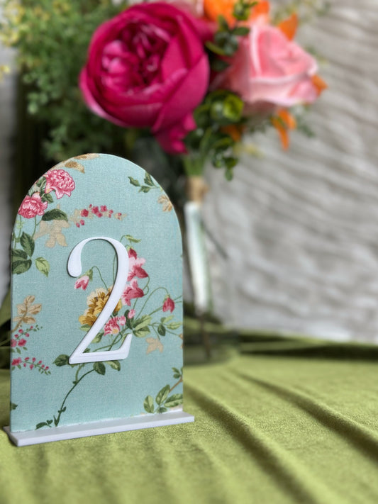 Blue Floral Wedding Table Numbers