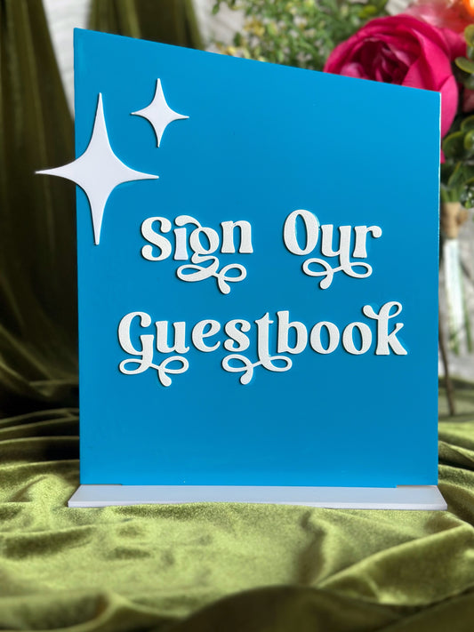 Custom Retro Wedding "Guestbook" Sign