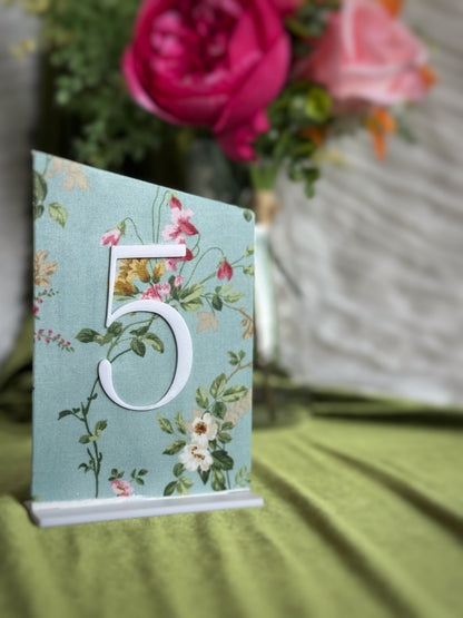 Blue Floral Wedding Table Numbers