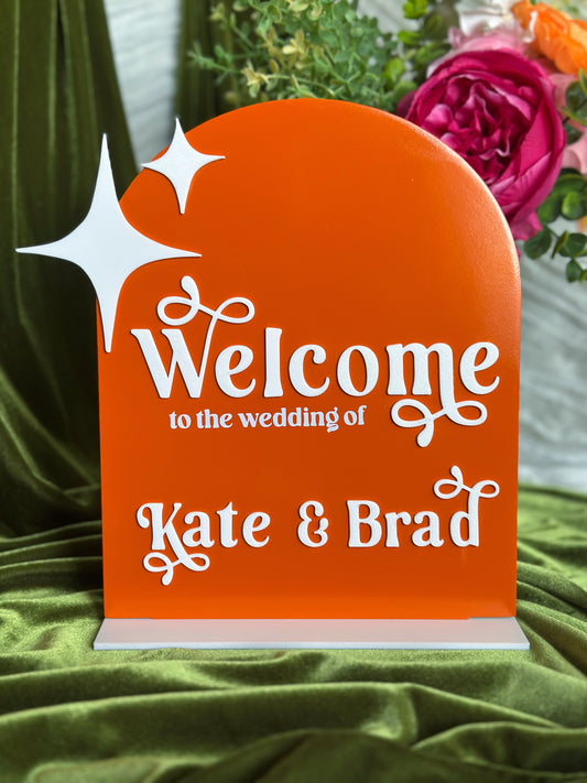 Custom Retro Wedding "Welcome" Sign