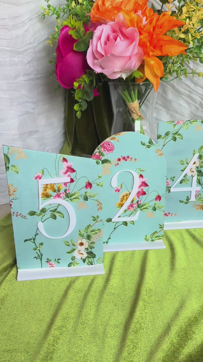 Blue Floral Wedding Table Numbers