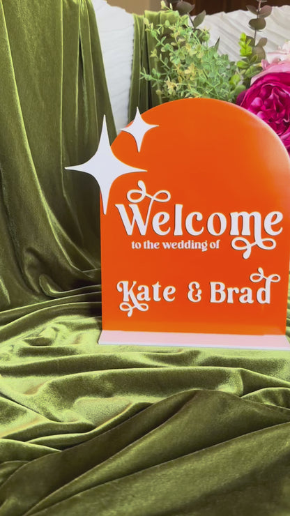 Custom Retro Wedding "Welcome" Sign